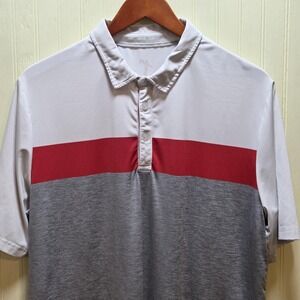 AndersonOrd Polo Shirt Mens Large Colorblock White Red Gray Short Sleeve Golf